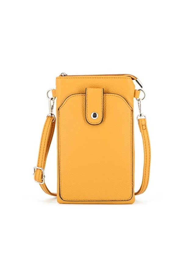 Petit Sac à Bandoulière Femme - Sacoche Rectangle pour Téléphone Portable - Pochette Simili Cuir Grainé Ville Fête - Chic Lég