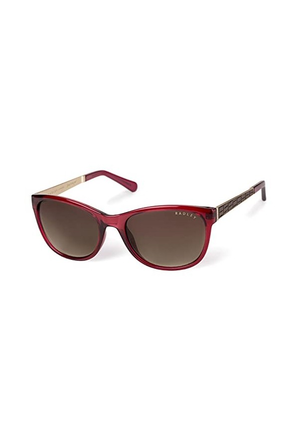 RADLEY London SASHA Lunettes de soleil rondes pour femme 55 mm, Bordeaux brillant/marron