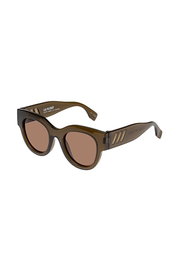 Le Specs Lunettes de soleil Float Away - Pour homme et femme - Forme ronde - Avec protection UV, Marron Mono polarisé/marron 