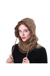 YJZQ Chapeau Hiver pour Femme Cagoule en Tricot Casquette de Ski en Doublure Peluche Housse de Cap avec écharpe Capuche Moto 