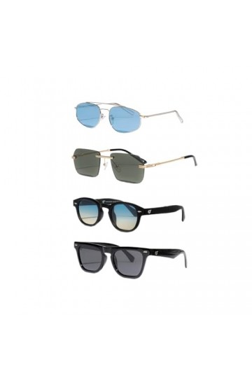 OS SUNGLASSES Lunettes de Soleil Homme Vintage - Lot de 4 Paires de Lunettes Homme et Femme, Style Johnny Depp - Lunette de S