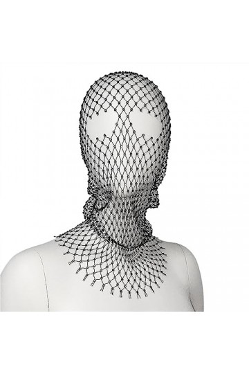 RUIXIA Cagoule Elastique en Maille avec Strass pour Femme pour Soirée Bonnet Maille Coiffe Maille pour Soirée Bal Accessoires