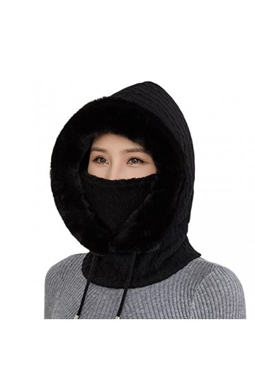 Surakey Hiver Chaud Tricoté Bonnet Et Ensembles De Cache-Cou,Cagoule Polaire Hiver Femme Balaclava Chapeau Multifonction Bonn