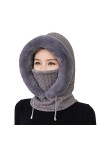 Surakey Hiver Chaud Tricoté Bonnet Et Ensembles De Cache-Cou,Cagoule Polaire Hiver Femme Balaclava Chapeau Multifonction Bonn