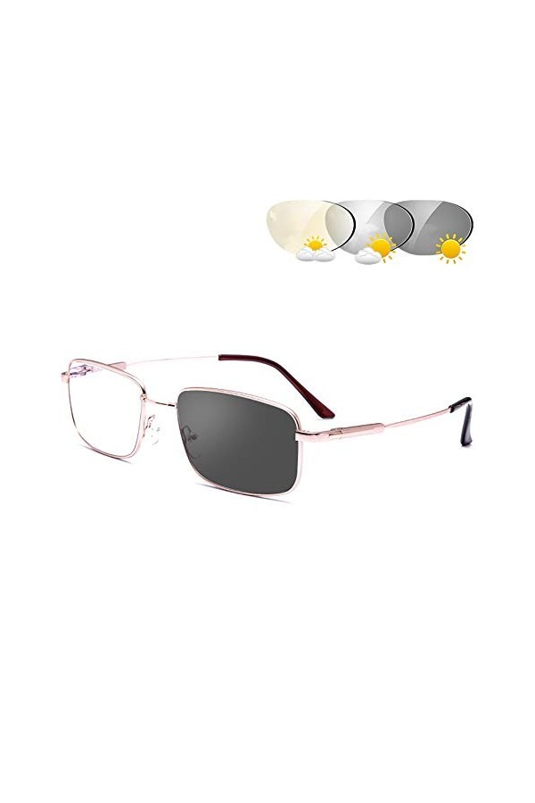 Photochromique Transition Lunettes De Lecture, Hommes Plein Cadre Alliage De Titane UV400 Lunettes De Soleil Presbytie Lunett
