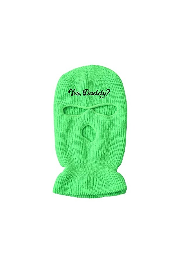 Cagoule en tricot à 3 trous pour le ski, le cyclisme, le plein air, le cyclisme, le vent, Vert, Taille Unique 41