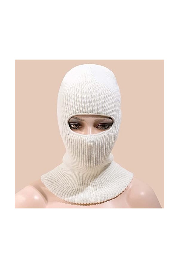 FOXBI Cagoule en Laine Masque de Ski Thermique Un Trou Chaud Doux Hiver Couverture complète Tricot Unisexe Masque Facial pour