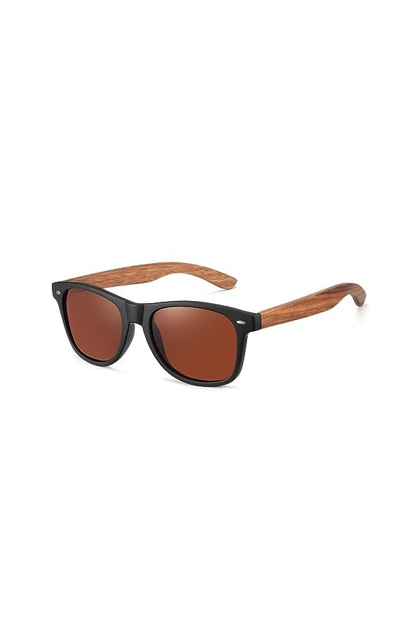 Cyxus Lunettes de soleil élégantes en bois polarisées pour homme et femme - Protection UV 400 pour conduite, pêche, voyage, N