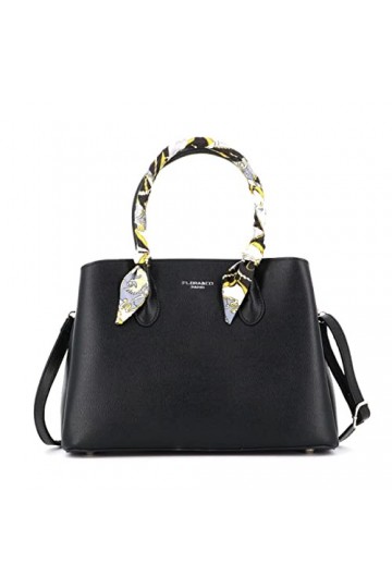 Sac à Main Bandoulière Femme Foulard Satiné - Sac Grainé Fourre-Tout Besace Ville Shopping - Sacoche Taille Moyen Porté Poign