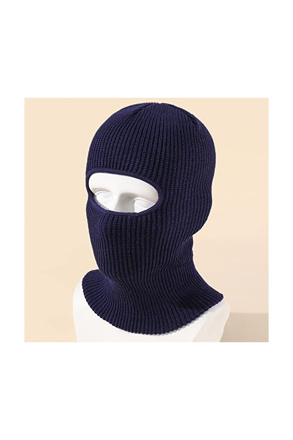 FOXBI Cagoule en Laine Masque de Ski Thermique Un Trou Chaud Doux Hiver Couverture complète Tricot Unisexe Masque Facial pour