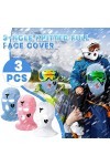 BBTO Cagoule à 3 Trous Couvre-Visage Intégral Tricoté Blanc, Rose, Bleu , Taille unique