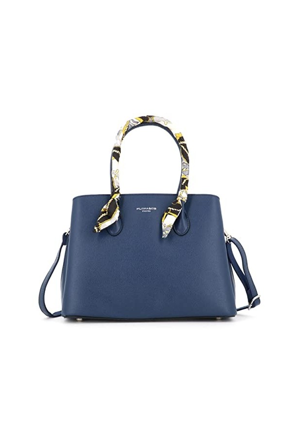 Sac à Main Bandoulière Femme Foulard Satiné - Sac Grainé Fourre-Tout Besace Ville Shopping - Sacoche Taille Moyen Porté Poign