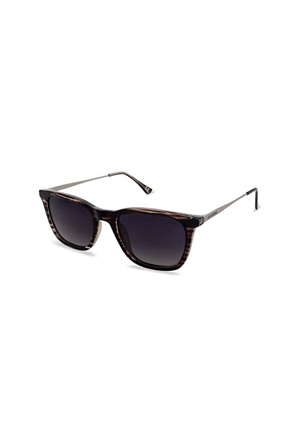 Lee Cooper Lunettes de soleil carrées polarisées pour homme et femme - Monture en plastique anti-UV, Monture – Marron rayé | 