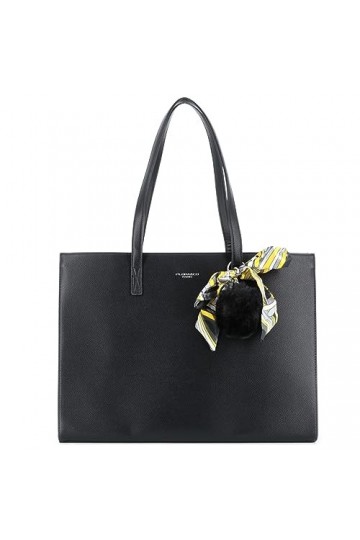 FLORA CO PARIS Grand Sac A Main Femme Similicuir Grainé - Sac Cabas Rigide Documents A4 - Sac Fourre-tout Cours Lycée Busines