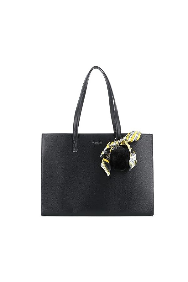 FLORA CO PARIS Grand Sac A Main Femme Similicuir Grainé - Sac Cabas Rigide Documents A4 - Sac Fourre-tout Cours Lycée Busines