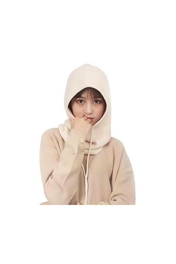 XueXian Cagoule à capuche en tricot pour femme et fille - Automne et hiver, noir, Taille unique