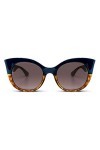 MessyWeekend THELMA Lunettes de soleil surdimensionnées pour femme avec grand cadre rond œil de chat en polycarbonate - Verre