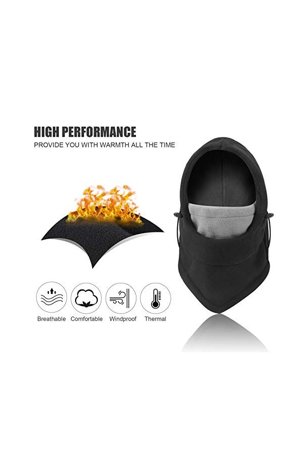 TAGVO Cagoule Masque, Hiver Coupe-Vent Moto Cyclisme Thermique Cagoule en Polaire, Multifonctionnel Couverture de Visage de S