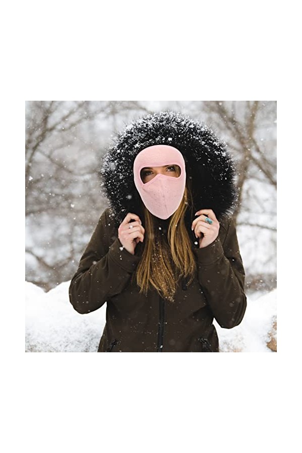 DOITOOL 2 Pièces Foulards pour Femmes Écharpe Rose Habillée Vélo dexercice Cagoule De Ski Bonnet Chaud Chapeau Cagoule par T