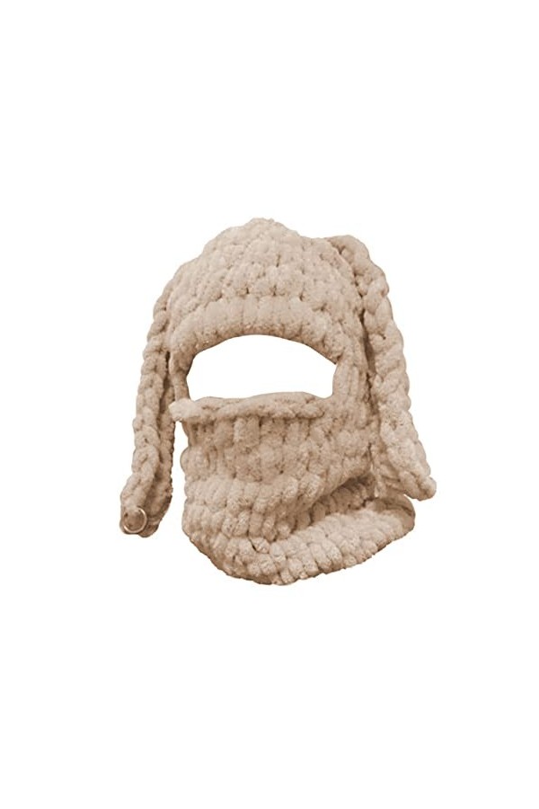 Caziffer Balaclava à 1 Trou de Visage Tricoté Cagoule Balaclava avec Oreilles de Lapin Masque de Ski Tricoté Thermique pour F