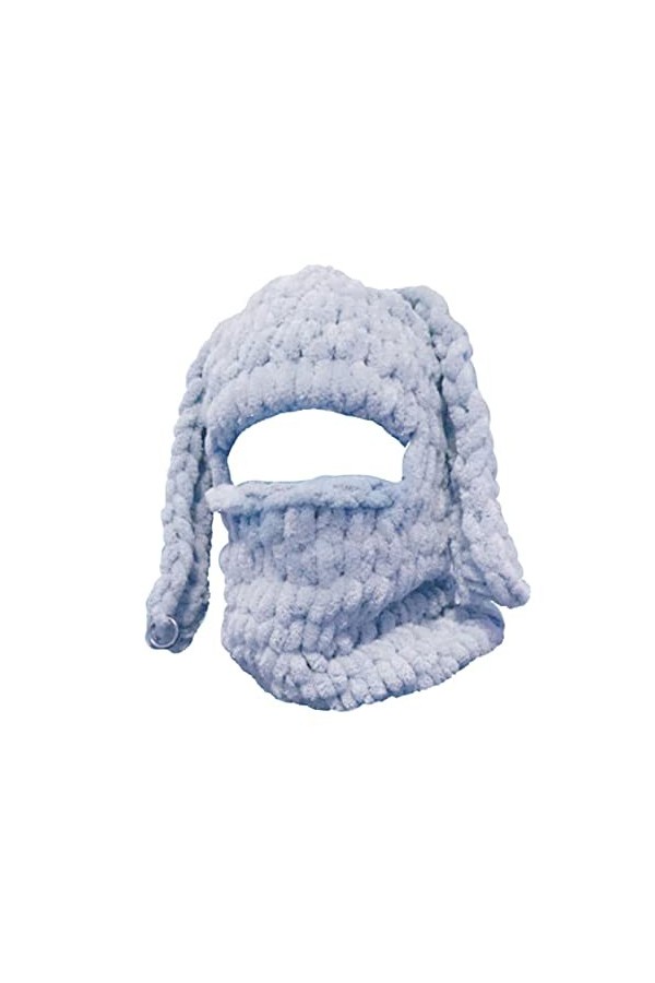 Caziffer Balaclava à 1 Trou de Visage Tricoté Cagoule Balaclava avec Oreilles de Lapin Masque de Ski Tricoté Thermique pour F