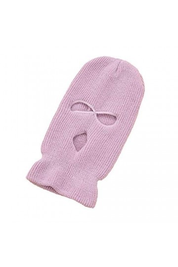 FAMKIT 5 Trous Tricoté Couverture Intégrale Hiver Cagoule Coupe Tricot Intégral Chapeau Blanc pour Ski Cyclisme