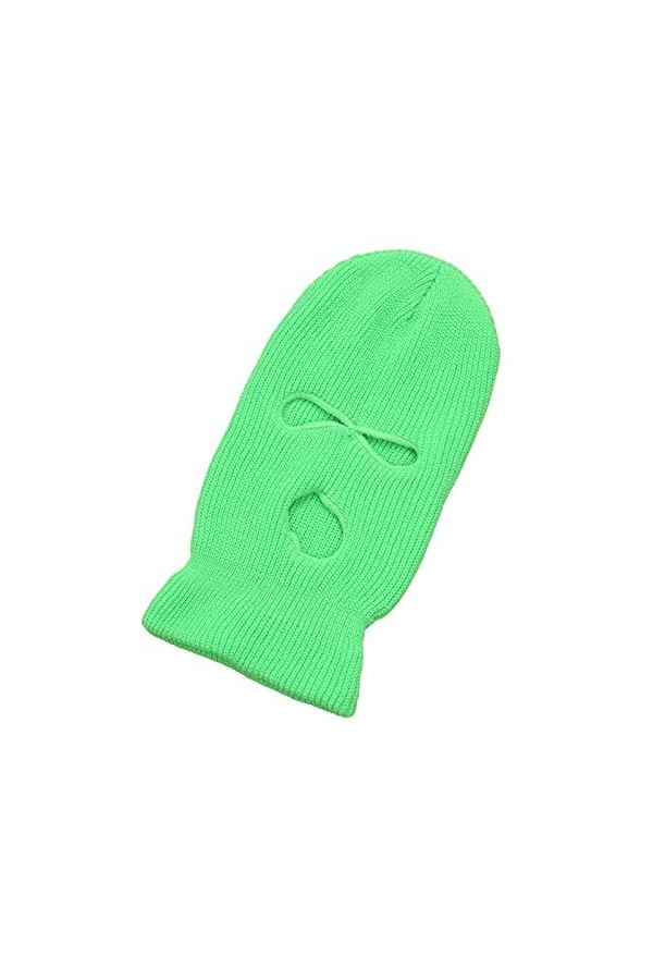 FAMKIT 5 Trous Tricoté Couverture Intégrale Hiver Cagoule Coupe Tricot Intégral Chapeau Blanc pour Ski Cyclisme