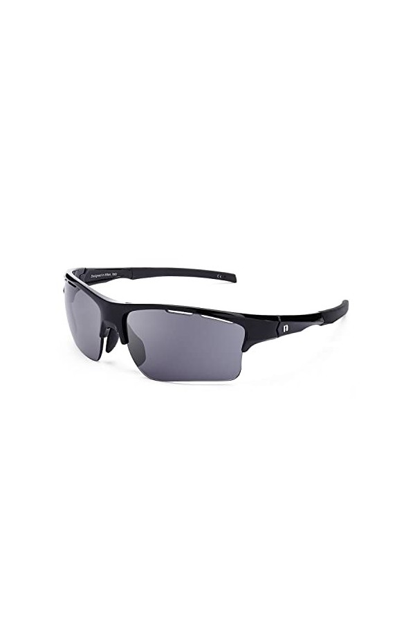 CLANDESTINE Air Shiny Black - Lunettes de soleil de sport antibuée pour hommes et femmes