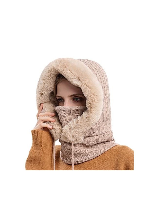 LBTrading Cagoule Femme Thermique Masque de Ski - lhiver Chapeau avec Couvre-Cou et Visage Plus Chaud pour Vélo Randonnée Mo