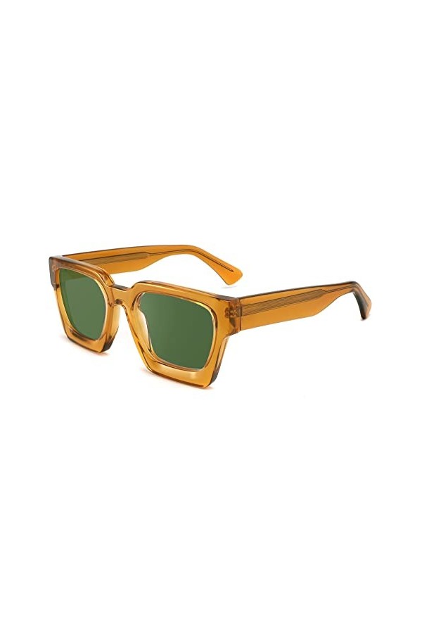 FOOOZ Lunettes de soleil carrées en cristal épais hommes polarisées conduite lunettes de soleil femmes Designer UV400, A01 no