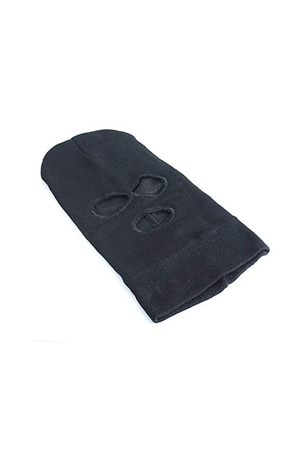 Hiver Noir Coupe Vent 3 Trous Acrylique Laine Cache-Col Casquette Chapeau Cagoule Riding Ski Snowboard Cyclisme Cs Masque Vis