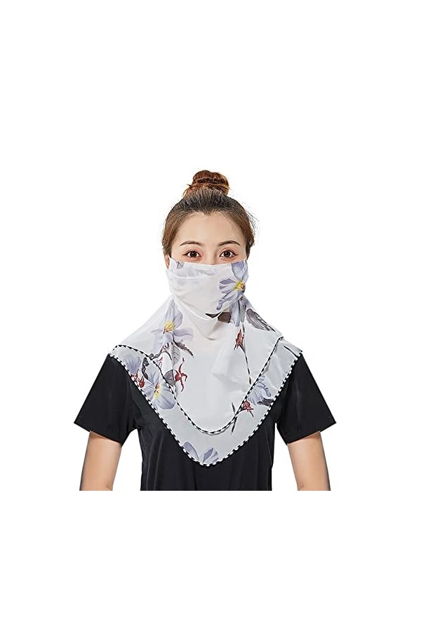 Masque à Foulard Anti UV Sport Cagoule Antipoussière Cache Cou Demi Visage Protège Cyclisme Bandana UPF50+ Femme Masque Sécha
