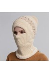 FOXBI Bonnet Cagoule dhiver pour Femme Thermique 3 en 1 Couvre Visage par Temps Froid Chapeaux Capuche Polaire avec Couvre C