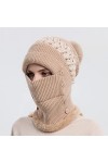 FOXBI Bonnet Cagoule dhiver pour Femme Thermique 3 en 1 Couvre Visage par Temps Froid Chapeaux Capuche Polaire avec Couvre C