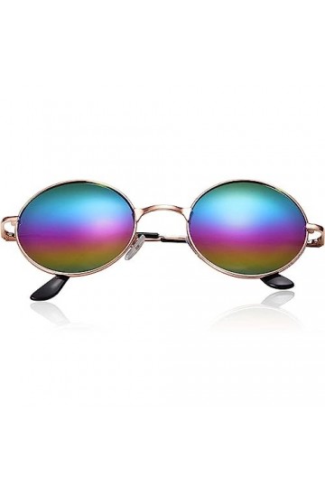 Ozgkee Lunettes de Soleil Vintage Lunettes de Soleil Rondes pour Hommes Lunettes de Soleil Rétro Cadre en Alliage Lunettes Lu