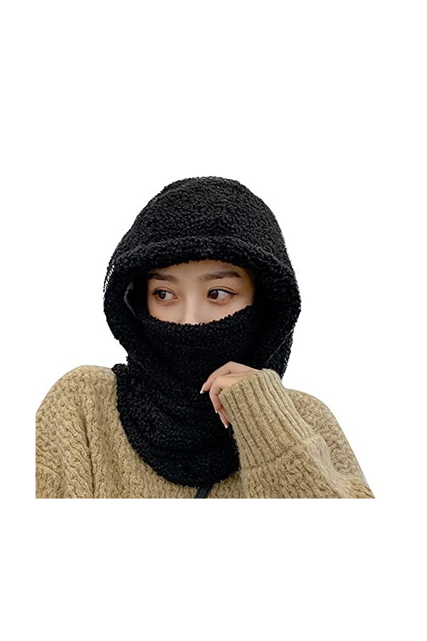 Cagoule Hiver Femme Polaire Balaclava Chapeau Cagoule Ski Coupe-vent Cagoule Tour de cou pour Hiver Temps Froid Masque Cagoul