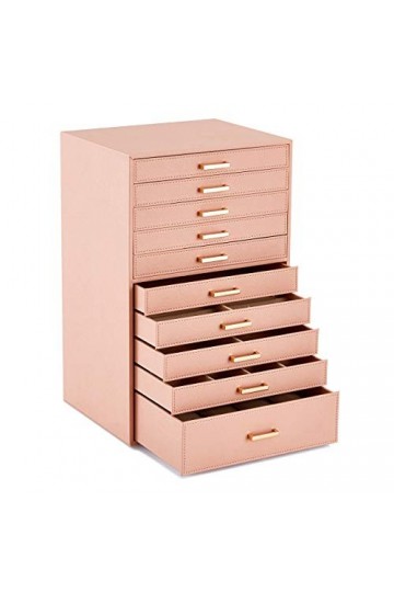 Meerveil Boîte à Bijoux en PU pour Ranger des Colliers, Boucles dOreilles, Lunettes de Soleil, Bracelets et Montres, Femmes 