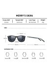 MERRYS S8286 Lunettes de soleil polarisées unisexes en aluminium pour homme/femme, 0c01 Cadre noir/verres noirs/branches gri