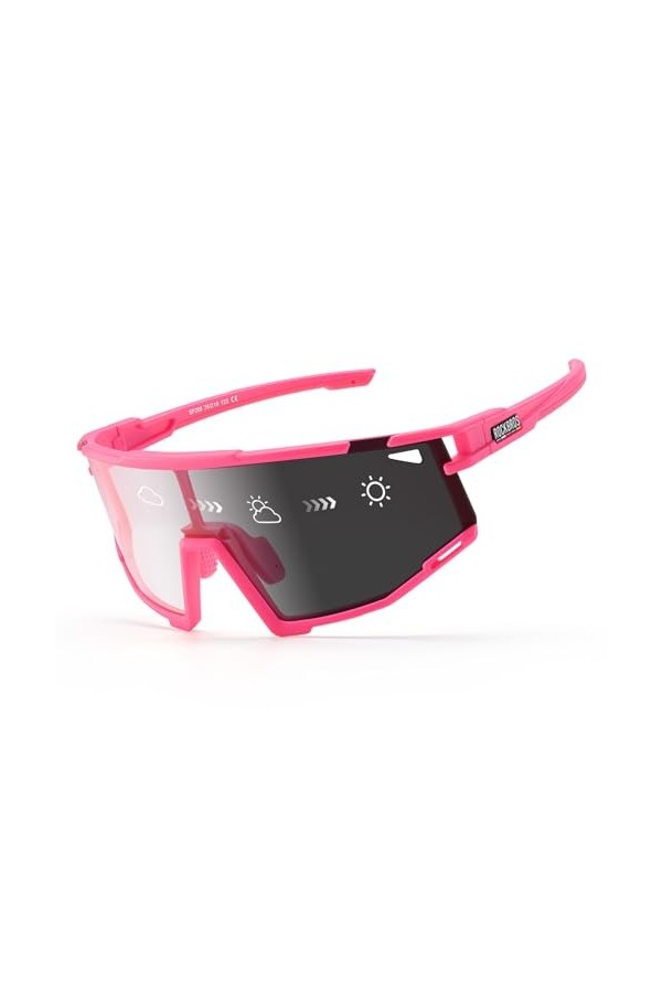 ROCKBROS Road-to-Sky Lunettes Photochromique Cyclisme Lunettes de Soleil UV400 Léger Anti Éblouissement PC TR90 Cadre Plein M