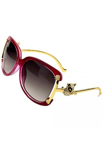 HCHES Lunettes de soleil femmes luxe Designer dames ovale alliage cadre or renard décoration Vintage lunettes de soleil fille