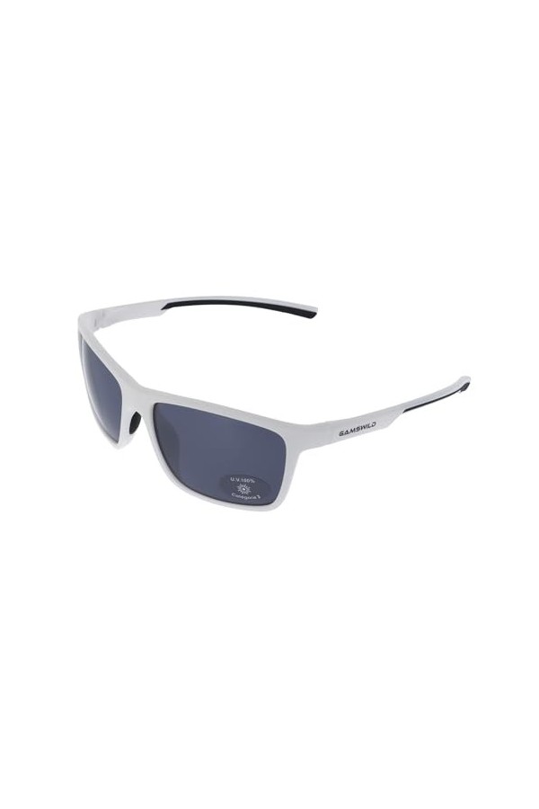 Gamswild WS7130 Lunettes de soleil de sport Lunettes de ski Lunettes de vélo pour homme et femme Unisexe | Blanc | Noir/Vert 