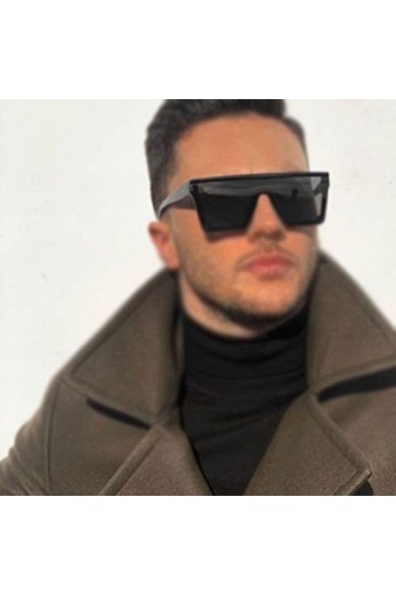 VIROYA Lunettes de soleil surdimensionnées nuances lunettes de soleil hommes noir mode carré lunettes de soleil mâle Vintage 