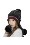Feiboyy Cagoules Noir Fine Femmes Coupe-Vent écharpe Chapeau Hiver Chaud écharpe Chapeau Ensemble Doux tricoté Chapeau en Pel