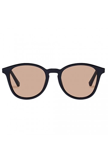 Le Specs Lunettes de soleil CONTRABAND pour homme et femme, forme ronde, avec protection UV, Marron clair Mono/noir brillant