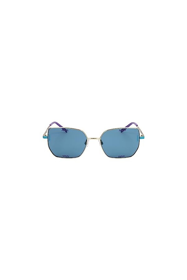Missoni - Lunettes de soleil en acier inoxydable pour femmes, Monture : dorée. Verres : bleu, Taille unique