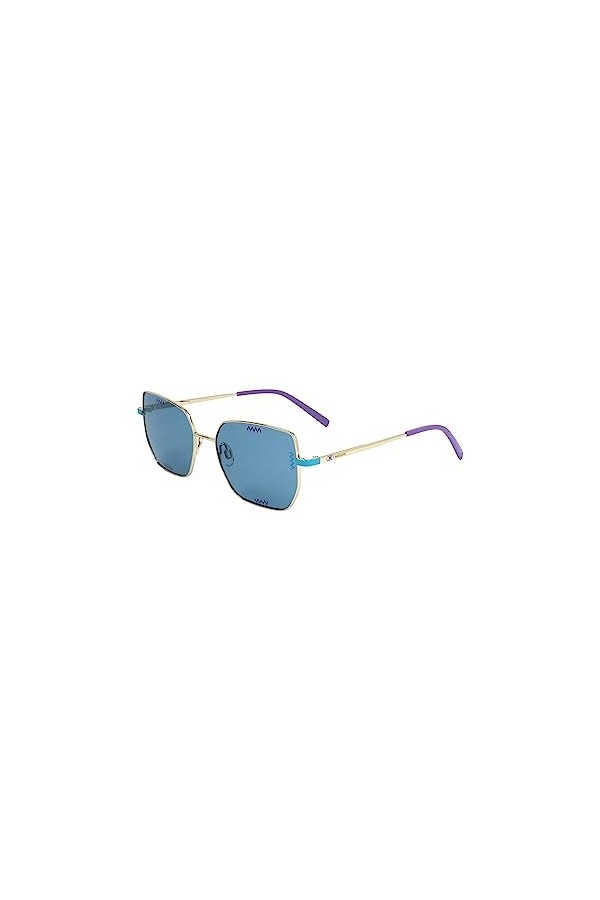 Missoni - Lunettes de soleil en acier inoxydable pour femmes, Monture : dorée. Verres : bleu, Taille unique