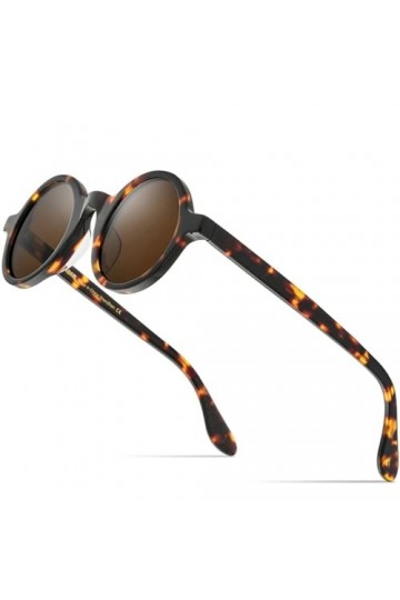 MUTYNE Lunettes de soleil polarisées vintage en acétate pour hommes et femmes, rondes et transparentes, nuances rétro, thé lé