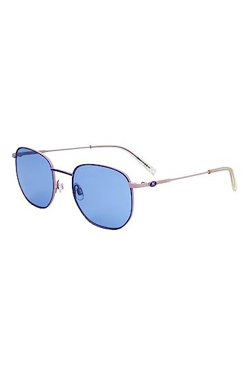 Missoni - Lunettes de soleil en acier inoxydable pour femmes, Monture : bleu nude – lentille : bleu, Taille unique