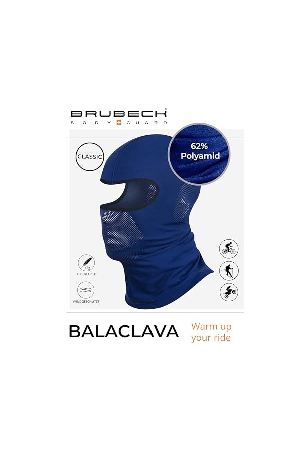 Brubeck Masque fonctionnel pour cagoule ou vélo pour mixte adulte L-XL Bleu foncé