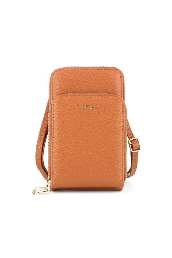 flora & co Petit Sac Bandoulière Femme pour Smartphone 6.7 Pouces - Sacoche Multipoches Zippé pour Iphone 13 14 Pro Max - Poc